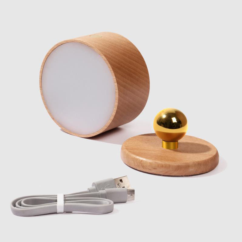 Houten wandlamp USB oplaadbaar magnetisch touchbediening dimbaar LED nachtlampje modern sfeervol design | Sulvida
