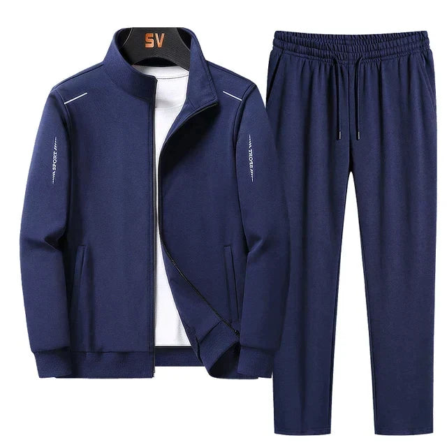Ensemble de sport pour homme, polyester, fermeture éclair, taille élastique, vêtements de sport, usage quotidien, confortable | Sulvida