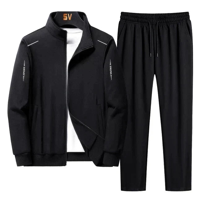 Ensemble de sport pour homme, polyester, fermeture éclair, taille élastique, vêtements de sport, usage quotidien, confortable | Sulvida