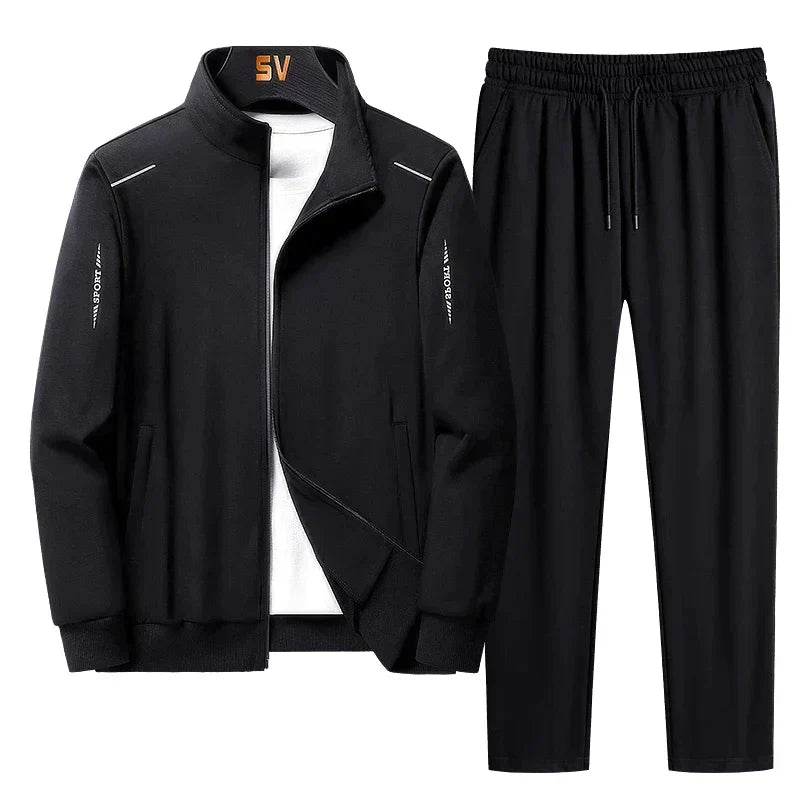 Ensemble de sport pour homme, polyester, fermeture éclair, taille élastique, vêtements de sport, usage quotidien, confortable | Sulvida