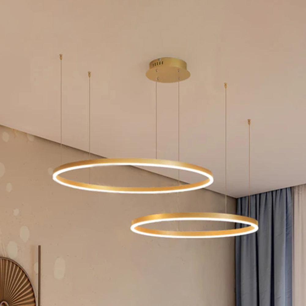 Hanglamp Metalen Ringen Zwart Goud Koffie LED Modern Dimbaar Eettafel Woonkamer Slaapkamer Verstelbaar | Sulvida