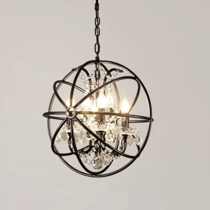 Hanglamp Vintage Metaal Kristal Kaarslicht 4-Lichts Zwart Roest Woonkamer Eetkamer Slaapkamer Retro Sfeer | Sulvida