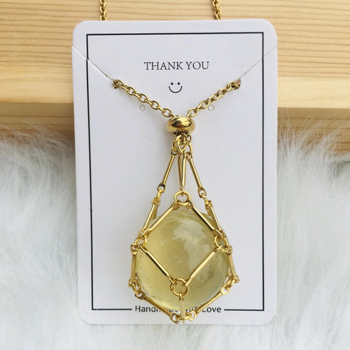 Collier en cristal réglable avec pendentif cage interchangeable pour pierres précieuses, équilibre des chakras, méditation, bijoux | Sulvida