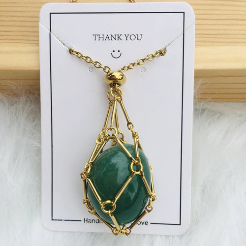 Collier en cristal réglable avec pendentif cage interchangeable pour pierres précieuses, équilibre des chakras, méditation, bijoux | Sulvida