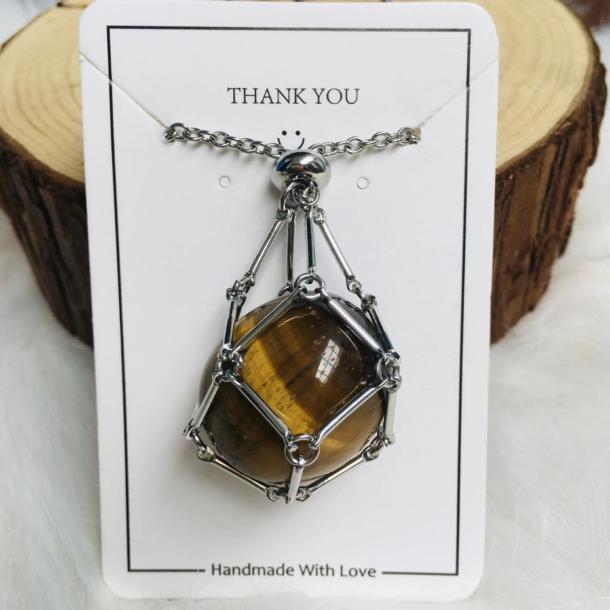 Collier en cristal réglable avec pendentif cage interchangeable pour pierres précieuses, équilibre des chakras, méditation, bijoux | Sulvida