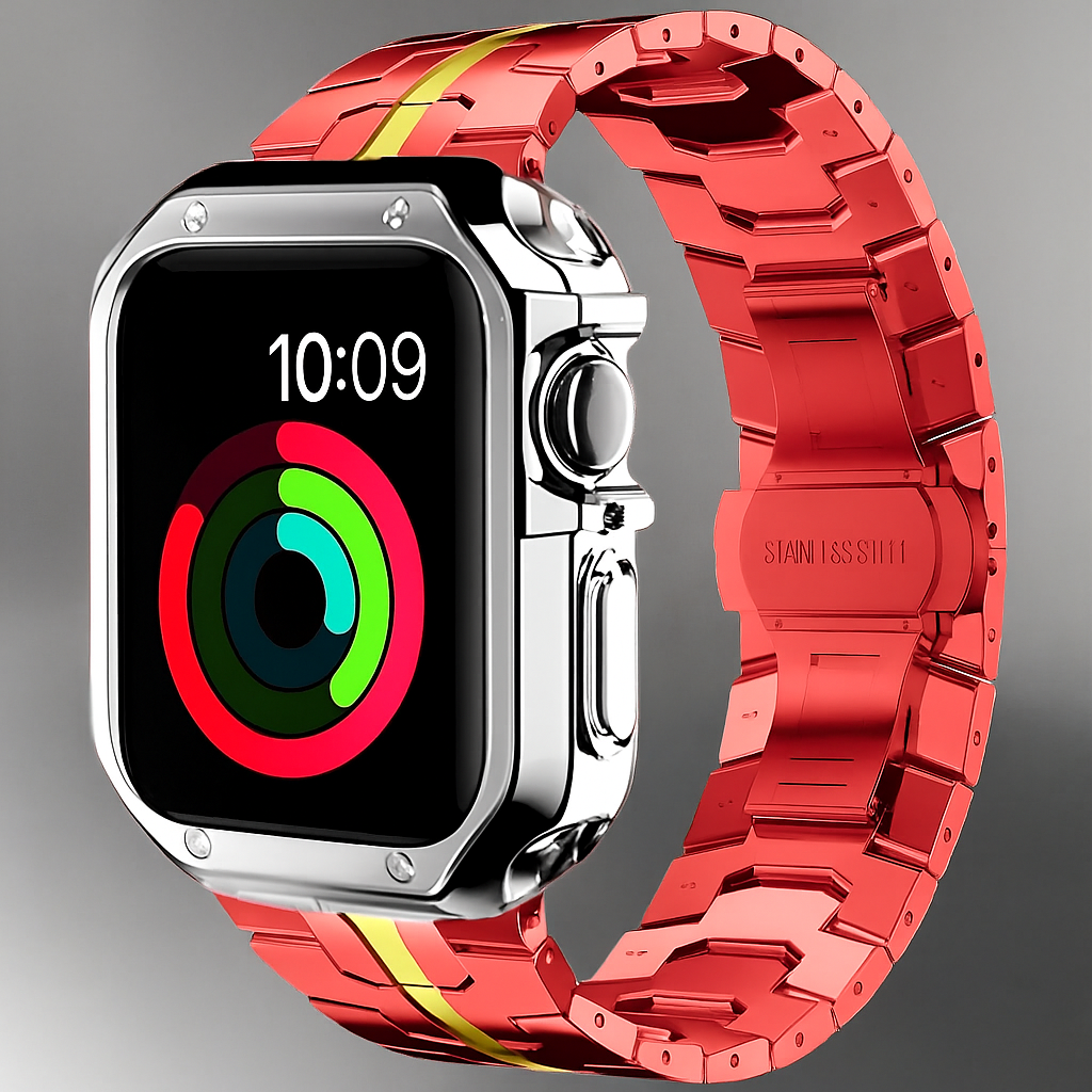 Bracelet en titane avec coque de protection pour Apple Watch Ultra et Series – bracelet en métal robuste, accessoire