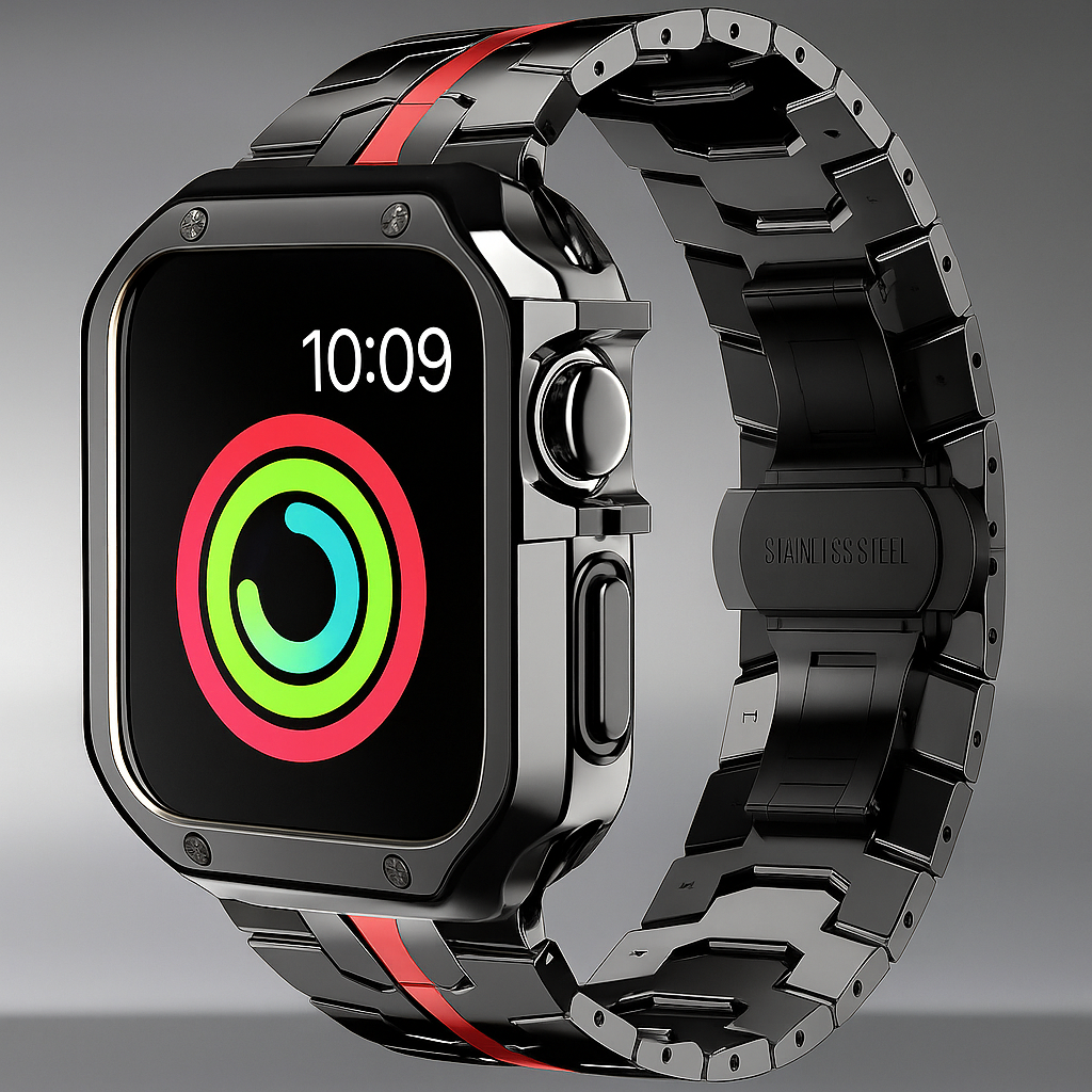 Bracelet en titane avec coque de protection pour Apple Watch Ultra et Series – bracelet en métal robuste, accessoire