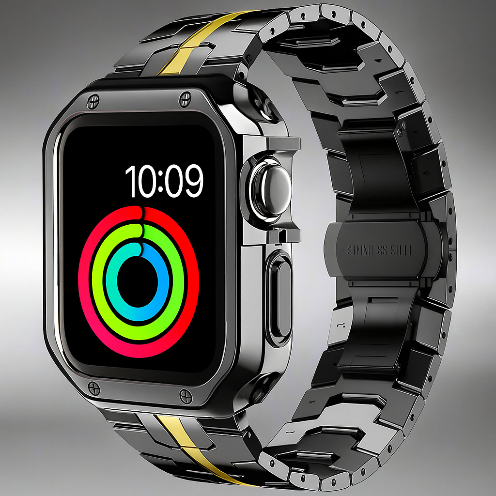 Bracelet en titane avec coque de protection pour Apple Watch Ultra et Series – bracelet en métal robuste, accessoire