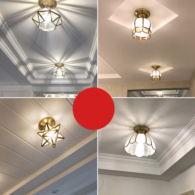 Plafondlamp Golfrand Metaal Goudkleurig Semi-Flush Klassieke Stijl Eetkamer Woonkamer Slaapkamer Wandmontage | Sulvida