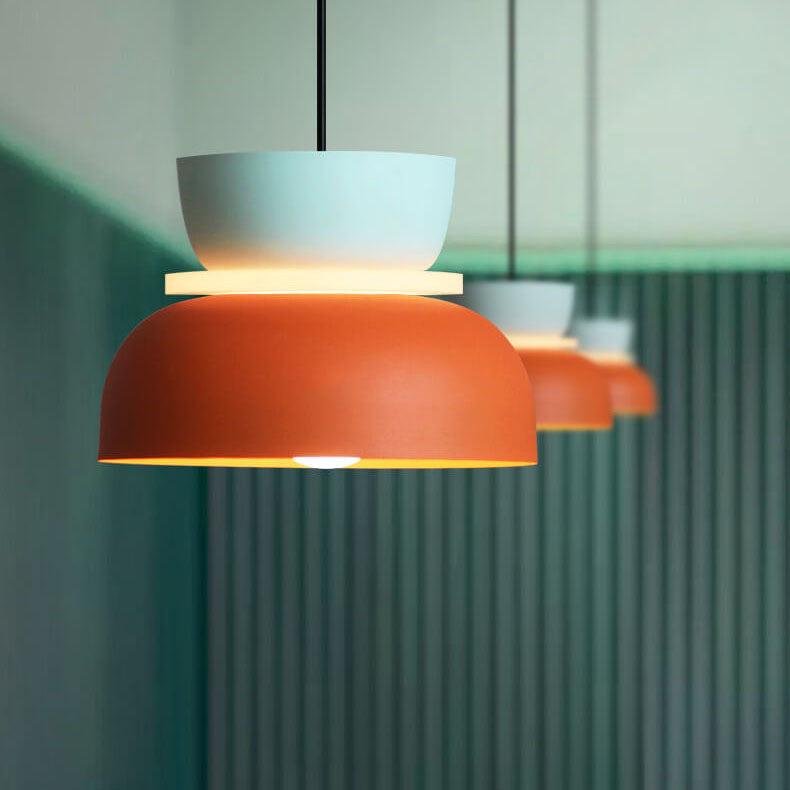 Metalen Hanglamp met Kleurrijke Macaronkap Eén Lichtpunt Modern Design Plafondverlichting voor Eetkamer Woonkamer | Sulvida