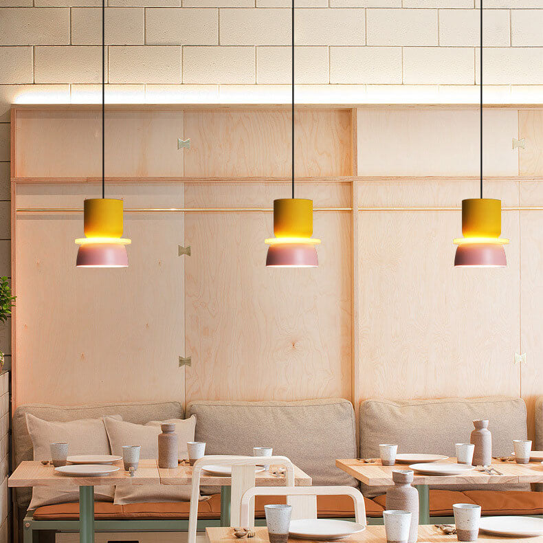 Metalen Hanglamp met Kleurrijke Macaronkap Eén Lichtpunt Modern Design Plafondverlichting voor Eetkamer Woonkamer | Sulvida