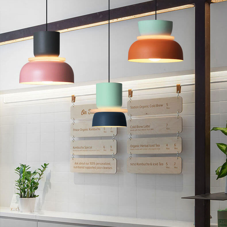Metalen Hanglamp met Kleurrijke Macaronkap Eén Lichtpunt Modern Design Plafondverlichting voor Eetkamer Woonkamer | Sulvida