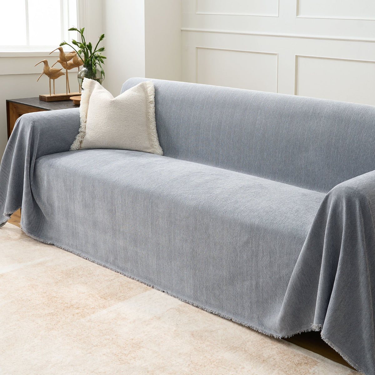 Geweven Bankhoes Visgraat Patroon Meubelbeschermer Huisdiervriendelijk Wasbaar Decoratief Sofa Woonkamer | Sulvida