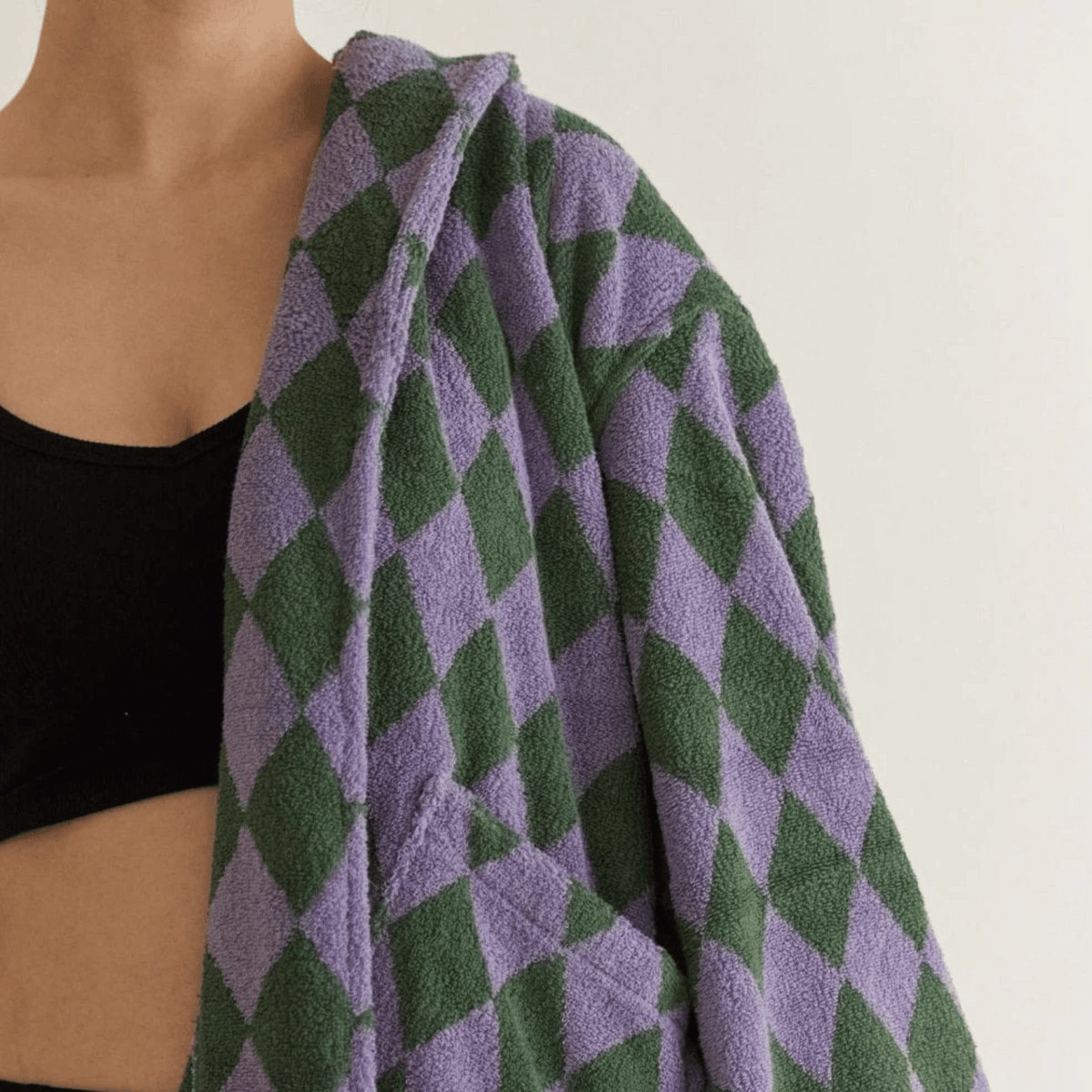 Badjas 100% Biologisch Katoen Zachte Douchebadjas Absorberend Vintage Patroon Luxe Ochtendjas voor Thuis & Spa | Sulvida