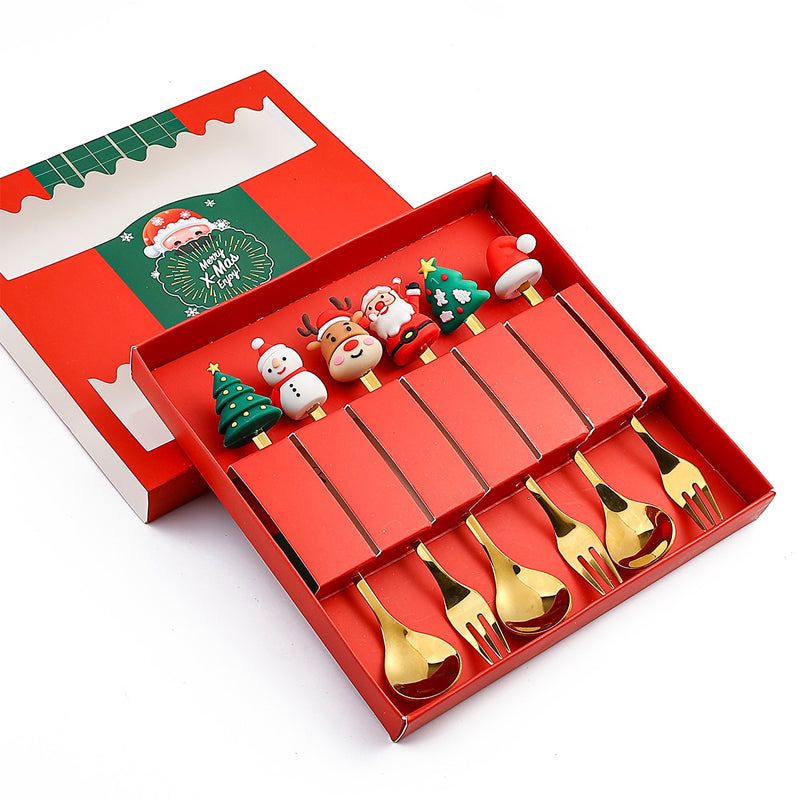 Feestelijk Bestek Set met Kerstthema Roestvrijstalen Vork Lepel Mes Tafelbestek Kerstdiner Decoratie | Sulvida