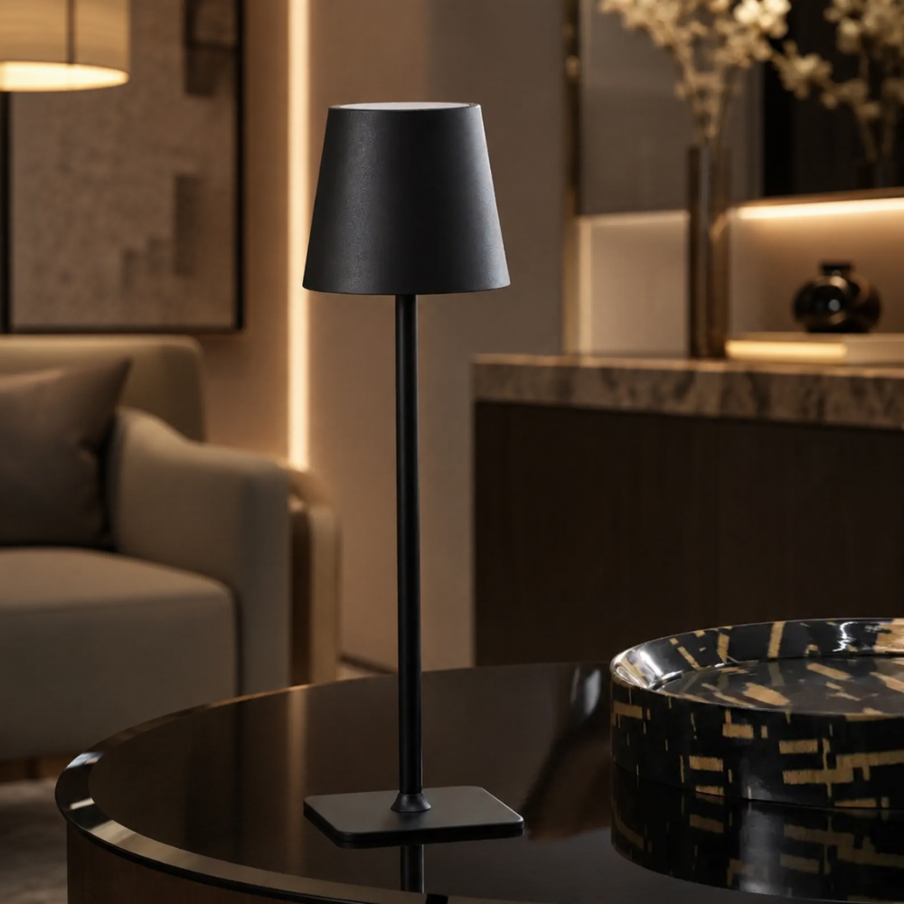Draadloze Oplaadbare Tafellamp Dimbaar Touch 38cm Metaal LED Sfeerlamp Cordless Binnen Buiten Terras | Sulvida