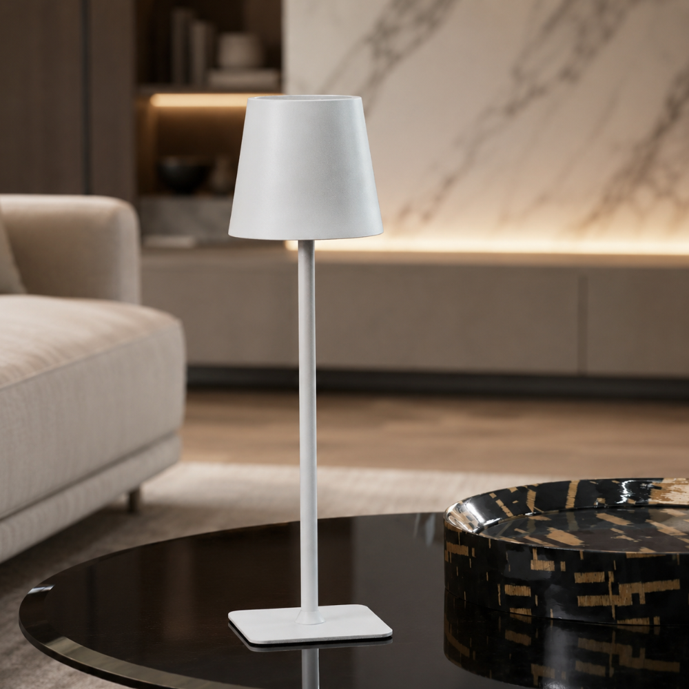 Draadloze Oplaadbare Tafellamp Dimbaar Touch 38cm Metaal LED Sfeerlamp Cordless Binnen Buiten Terras | Sulvida