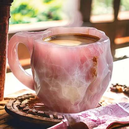 Mineraalkristal koffiebeker met natuurlijke textuur – 350-450 ml handgemaakt keramiek voor warme en koude dranken | Sulvida