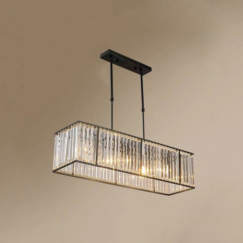 Kristallen Kroonluchter Rechthoekig met E14 Fitting Zwart Goud Eetkamer Keukeneiland Hanglamp Modern | Sulvida