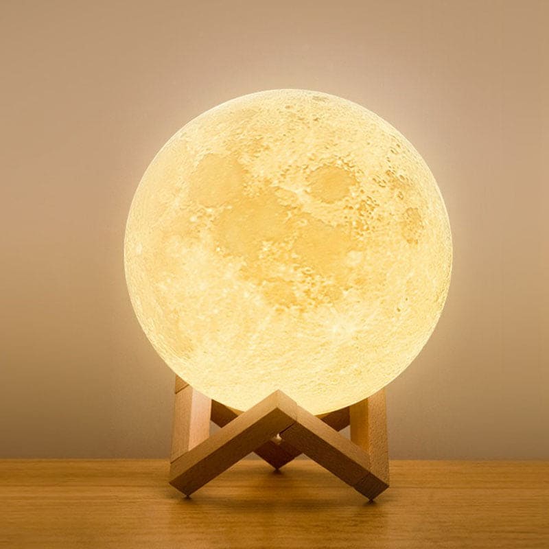 Lampe lune LED, veilleuse tactile à intensité réglable, impression 3D, éclairage d’ambiance décoratif pour chambre et chambre d’enfant, 20 cm | Sulvida
