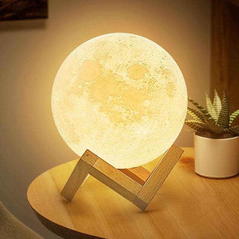 Lampe lune LED, veilleuse tactile à intensité réglable, impression 3D, éclairage d’ambiance décoratif pour chambre et chambre d’enfant, 20 cm | Sulvida