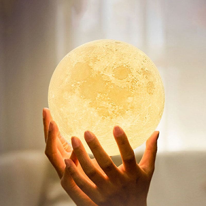 Lampe lune LED, veilleuse tactile à intensité réglable, impression 3D, éclairage d’ambiance décoratif pour chambre et chambre d’enfant, 20 cm | Sulvida