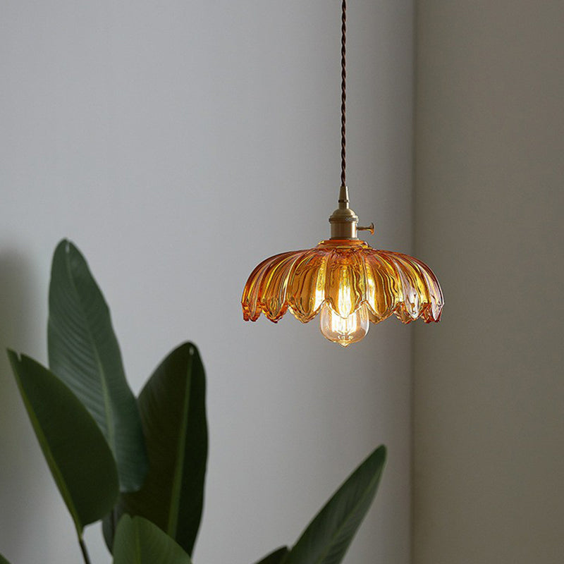 Hanglamp glazen bloem industrieel 25 cm E26 E27 eetkamer woonkamer plafondverlichting klassiek design | Sulvida