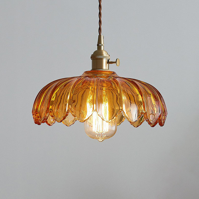 Hanglamp glazen bloem industrieel 25 cm E26 E27 eetkamer woonkamer plafondverlichting klassiek design | Sulvida
