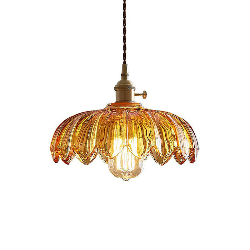 Hanglamp glazen bloem industrieel 25 cm E26 E27 eetkamer woonkamer plafondverlichting klassiek design | Sulvida