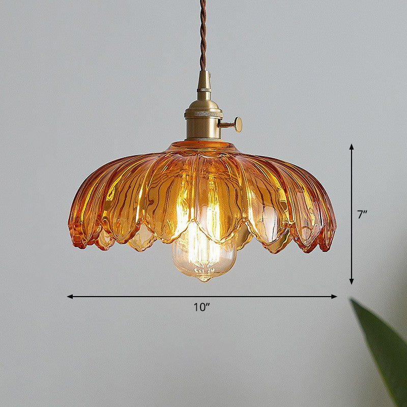 Hanglamp glazen bloem industrieel 25 cm E26 E27 eetkamer woonkamer plafondverlichting klassiek design | Sulvida
