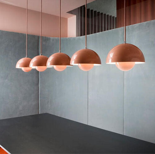Moderne koepelhanglamp metaal half rond mat afwerking sfeerlicht eettafel woonkamer hal verlichting Scandinavisch | Sulvida