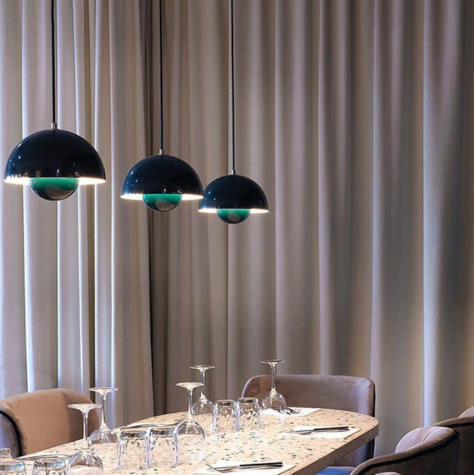 Moderne koepelhanglamp metaal half rond mat afwerking sfeerlicht eettafel woonkamer hal verlichting Scandinavisch | Sulvida
