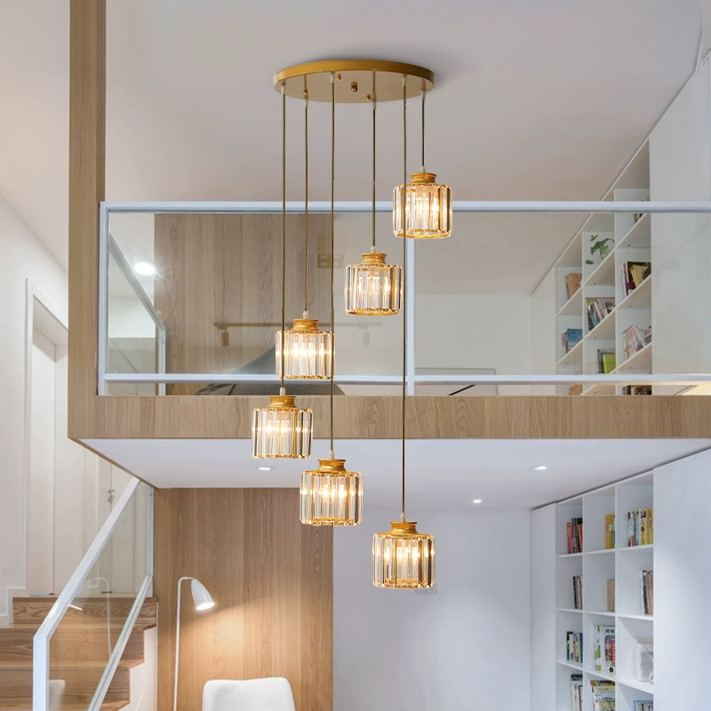 Kristallen Trapkroonluchter Goud of Zwart Cascadeverlichting 6 of 9 Lichtpunten Verstelbare Hoogte Luxe | Sulvida