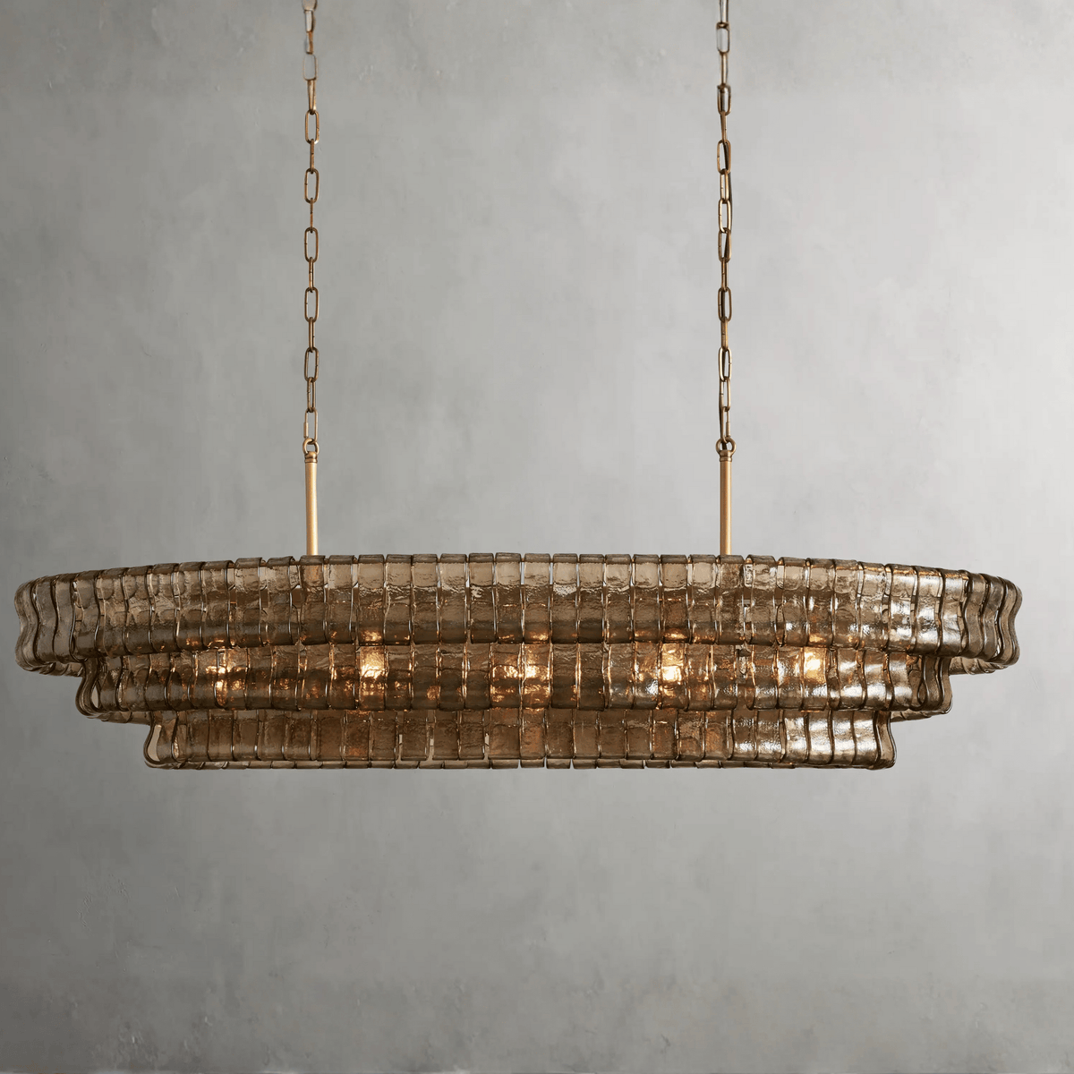 Franse Vintage Grijze Glazen Kroonluchter Langwerpig Model Eetbar Keukeneiland Verlichting Sfeerlampen | Sulvida