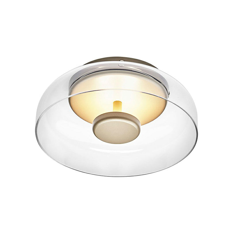 Glazen plafondlamp met LED moderne stijl rookgrijs amber ⌀ 23 cm dimbaar warm licht hal gangverlichting | Sulvida