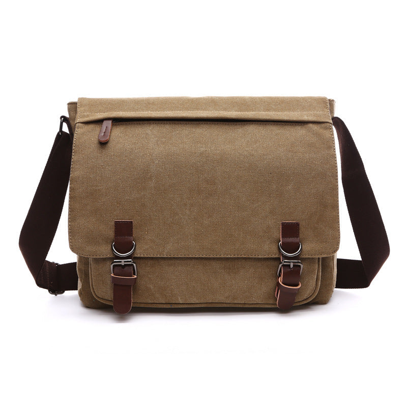 Canvas schoudertas heren dames | Stevige crossbodytas met verstelbare schouderriem ruime vakken dagelijks gebruik | Sulvida