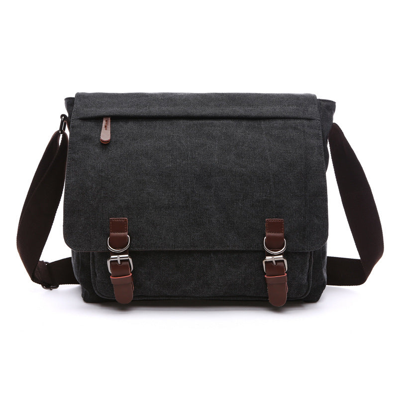Canvas schoudertas heren dames | Stevige crossbodytas met verstelbare schouderriem ruime vakken dagelijks gebruik | Sulvida
