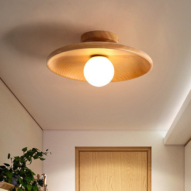 Houten Plafondlamp Schaalbowl Natuurlijk Minimalistisch Design Gang Hal Landelijk Sfeervol Plafondverlichting | Sulvida