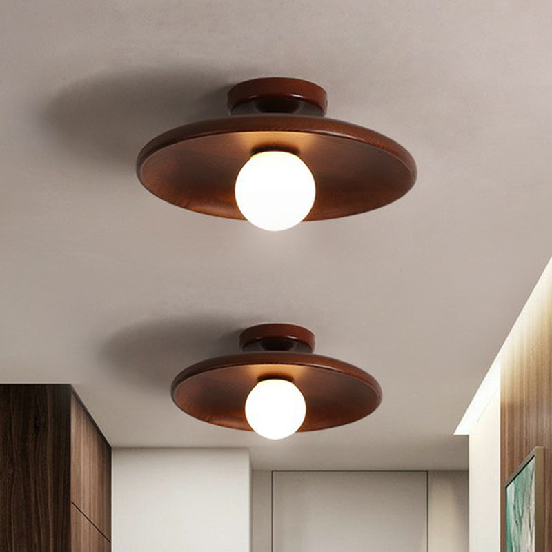 Houten Plafondlamp Schaalbowl Natuurlijk Minimalistisch Design Gang Hal Landelijk Sfeervol Plafondverlichting | Sulvida