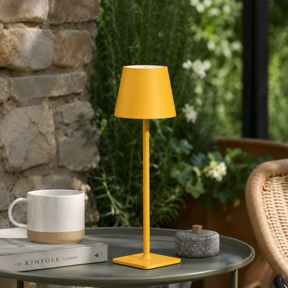 Draadloze Oplaadbare Tafellamp Dimbaar Touch 38cm Metaal LED Sfeerlamp Cordless Binnen Buiten Terras | Sulvida