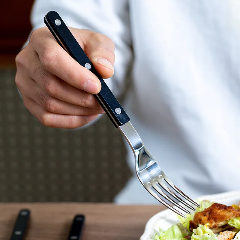 RVS Bestekset 24-delig Gegraveerd Design Zes Couverts Zwart Wit Groen Servies voor Gezinsmaaltijden Eettafel | Sulvida