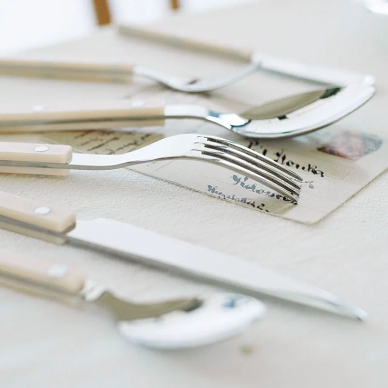 RVS Bestekset 24-delig Gegraveerd Design Zes Couverts Zwart Wit Groen Servies voor Gezinsmaaltijden Eettafel | Sulvida