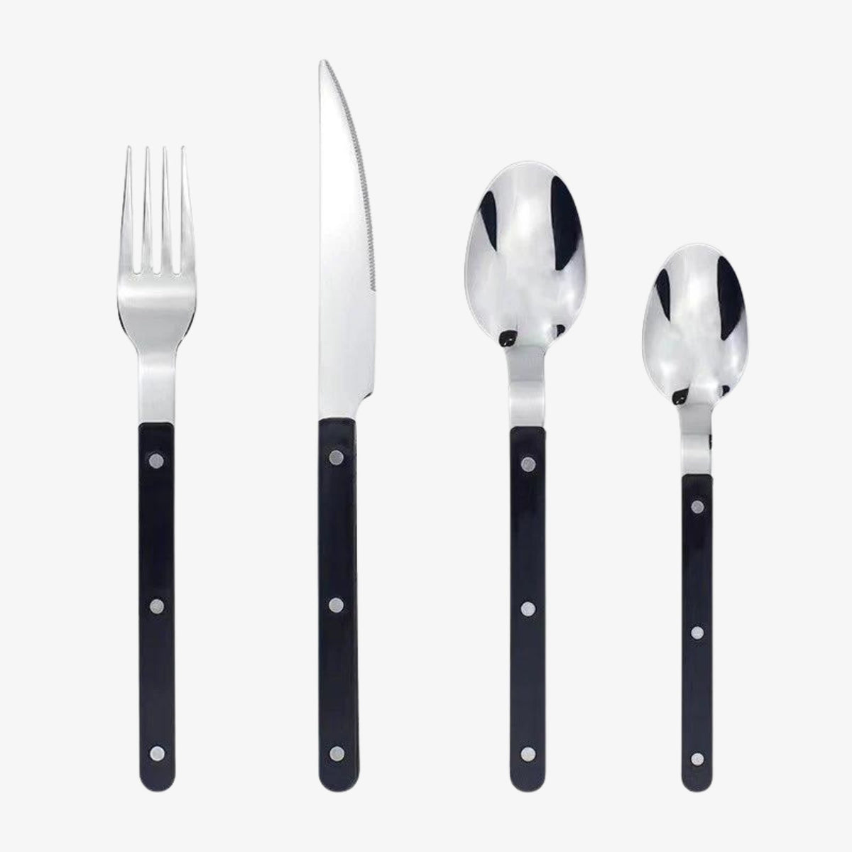 RVS Bestekset 24-delig Gegraveerd Design Zes Couverts Zwart Wit Groen Servies voor Gezinsmaaltijden Eettafel | Sulvida