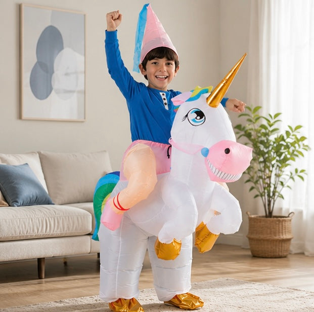 Opblaasbaar Eenhoornkostuum Kind Fantasie Carnaval Feestoutfit Verkleedkleding voor Verjaardag Halloween | Sulvida