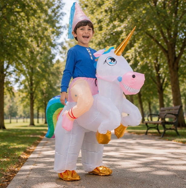 Opblaasbaar Eenhoornkostuum Kind Fantasie Carnaval Feestoutfit Verkleedkleding voor Verjaardag Halloween | Sulvida