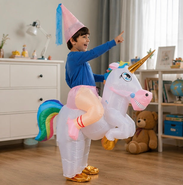 Opblaasbaar Eenhoornkostuum Kind Fantasie Carnaval Feestoutfit Verkleedkleding voor Verjaardag Halloween | Sulvida