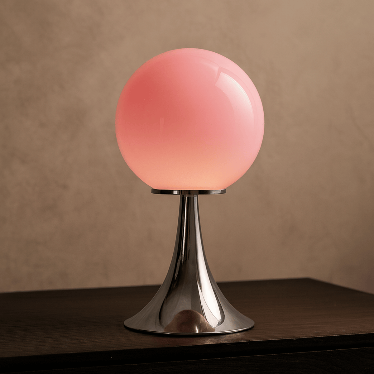 Glazen Tafellamp met Metalen Voet Bol Design Wit Oranje Roze Crème 30x15cm Dimbaar Sfeerlicht Woonkamer | Sulvida