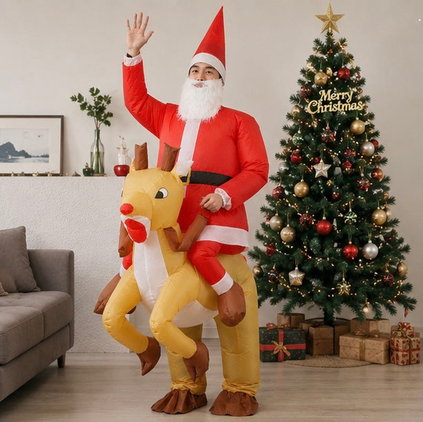 Opblaasbaar Kerstman Kostuum voor Volwassenen en Kinderen Feestdagen Verkleedkleding Kerst Outfit Carnaval | Sulvida
