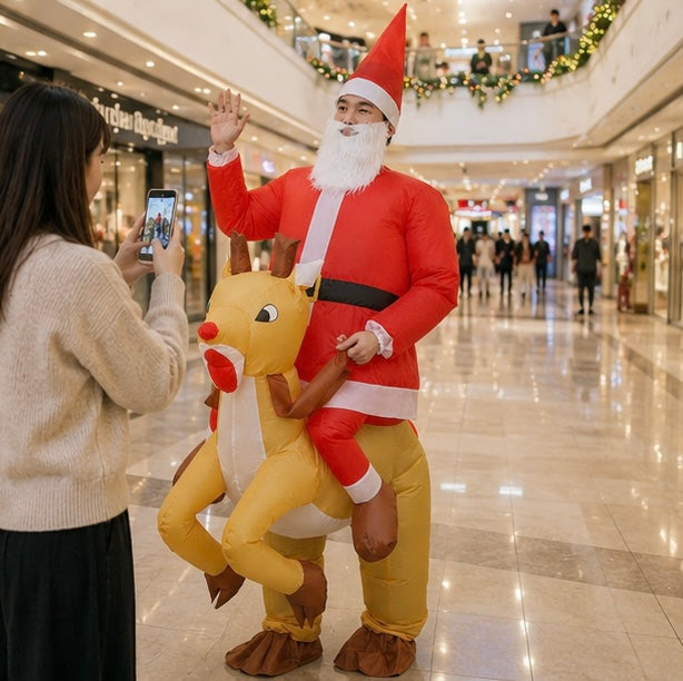 Opblaasbaar Kerstman Kostuum voor Volwassenen en Kinderen Feestdagen Verkleedkleding Kerst Outfit Carnaval | Sulvida