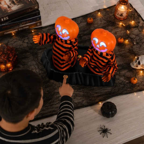 Bewegende Pompoen Skelet Decoratie met Muziek LED Verlichting Halloween Tafelornament Animatronic Feest | Sulvida